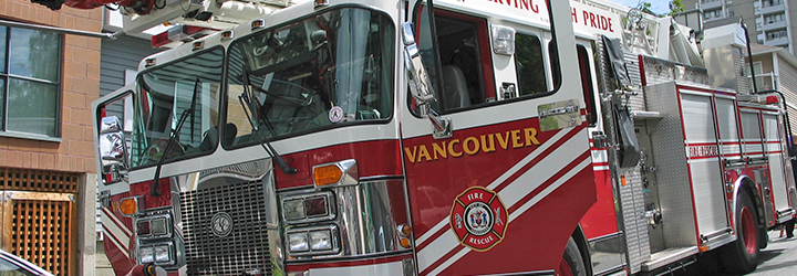Vancouver city firetruck close up shot